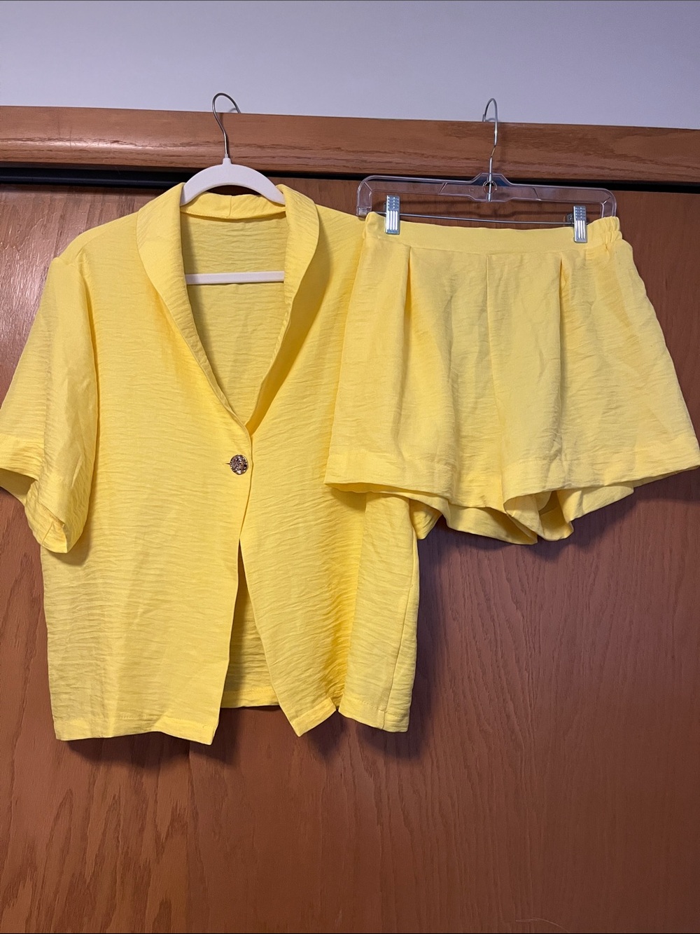 Yellow Short Sleeve Shirt & Shorts Set